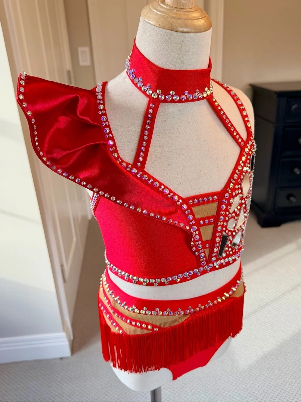 Red Custom Dance Costume!! Stunning and so sparkly!!